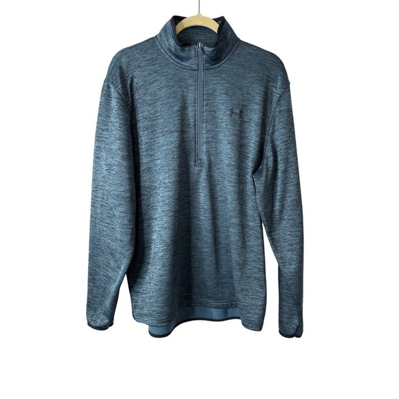 Under Armour Men's ColdGear Blue Heather Loose Fit 1/4 Zip Pullover Size L - Picture 1 of 7